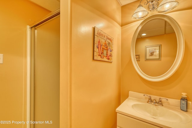 157 Mcesther Dr Unit L 31, Covington Twp, PA 18424 - full bathroom featuring a shower with shower door and vanity