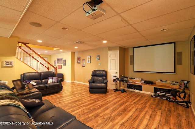 157 Mcesther Dr Unit L 31, Covington Twp, PA 18424 - cinema featuring wood finished floors, a drop ceiling, and recessed lighting