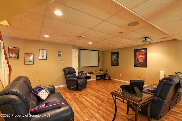 157 Mcesther Dr Unit L 31, Covington Twp, PA 18424 - cinema room featuring wood finished floors, a drop ceiling, and recessed lighting