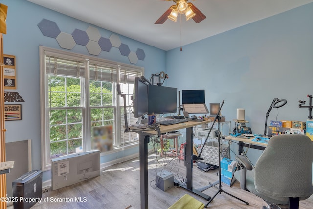 157 Mcesther Dr Unit L 31, Covington Twp, PA 18424 - home office with ceiling fan, healthy amount of natural light, and wood finished floors