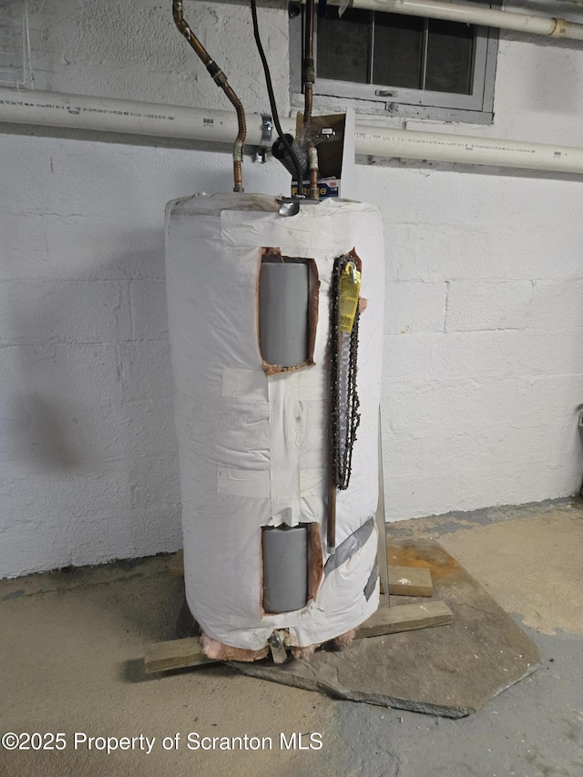 utility room with water heater