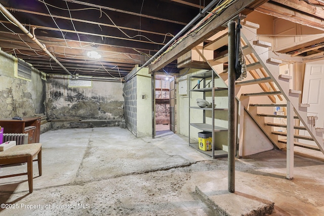 below grade area featuring stairs