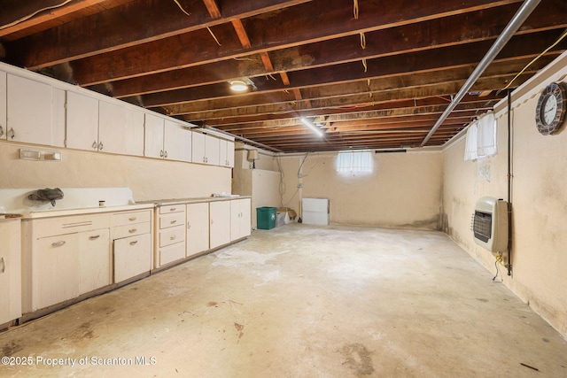 below grade area with heating unit
