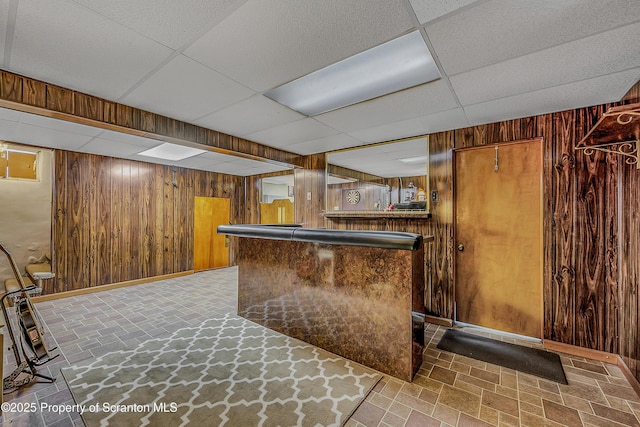 201 Franklin St, Dunmore, PA 18512 - bar area featuring wood walls and a drop ceiling