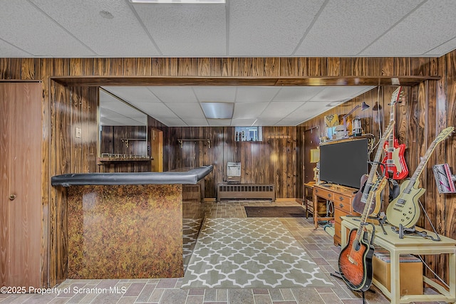 201 Franklin St, Dunmore, PA 18512 - indoor dry bar featuring wood walls and a drop ceiling