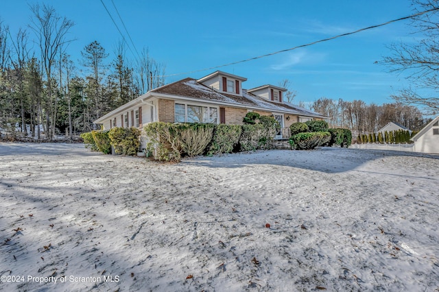 view of snow covered exterior