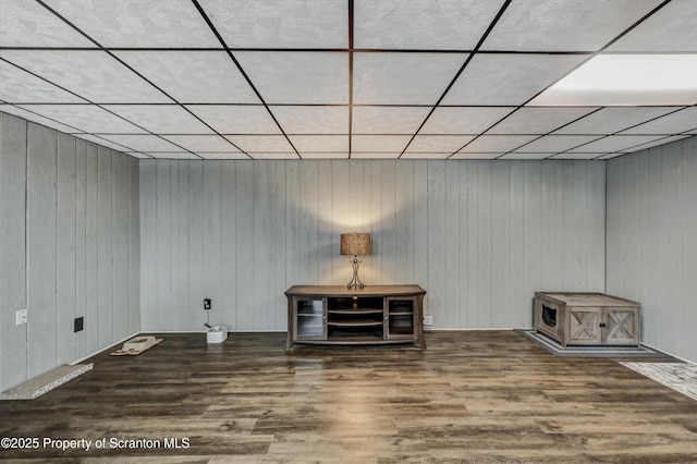 basement featuring wood-type flooring