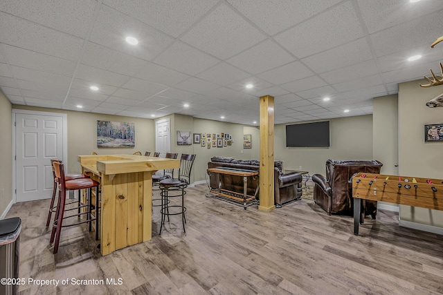 1612 Whitetail Run, Moscow, PA 18444 - indoor bar with wood finished floors, a drop ceiling, and recessed lighting