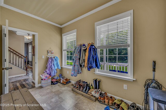 1612 Whitetail Run, Moscow, PA 18444 - recreation room featuring baseboards and crown molding