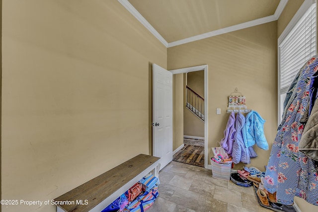 1612 Whitetail Run, Moscow, PA 18444 - mudroom with crown molding and stone finish floors