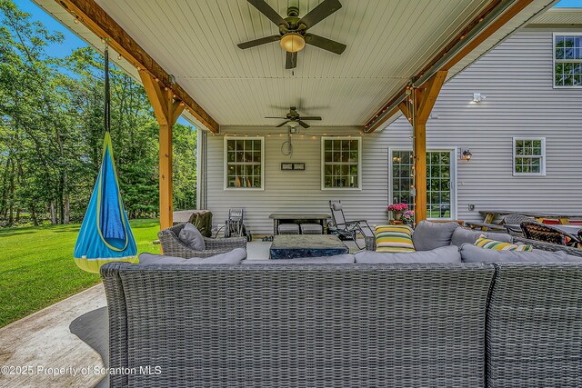 1612 Whitetail Run, Moscow, PA 18444 - view of patio / terrace featuring an outdoor hangout area and ceiling fan