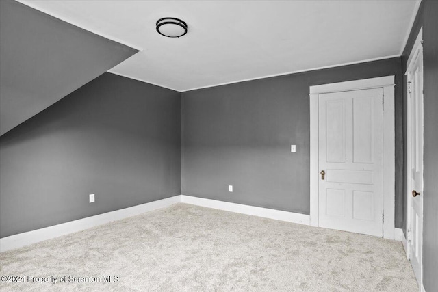 additional living space featuring light colored carpet