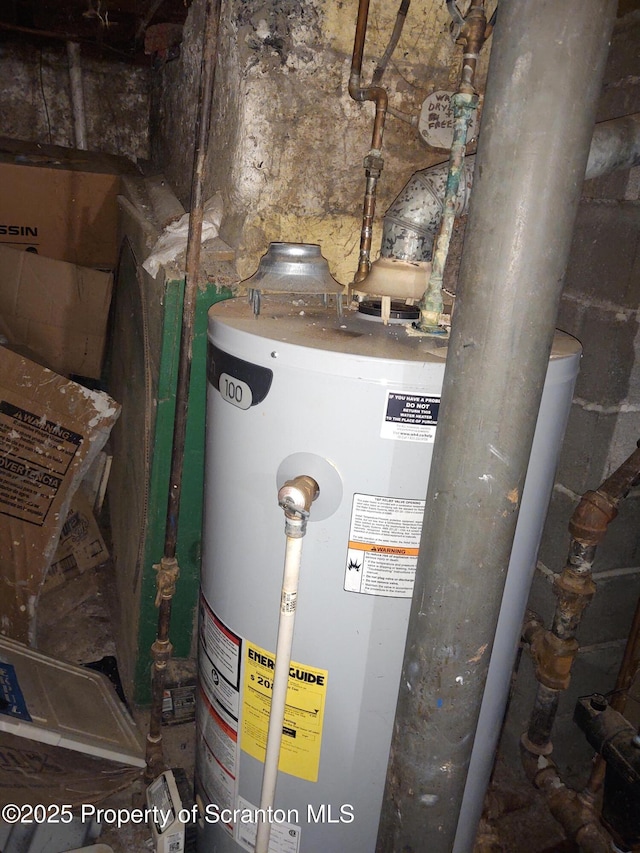 utility room featuring gas water heater