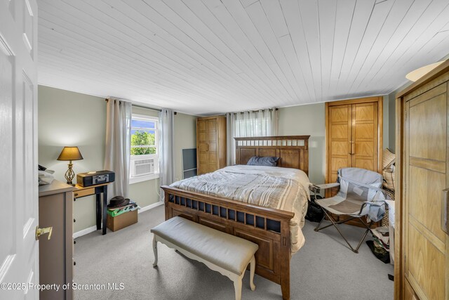 1715 Booth Rd, Hallstead, PA 18822 - bedroom featuring carpet floors, wood ceiling, and cooling unit