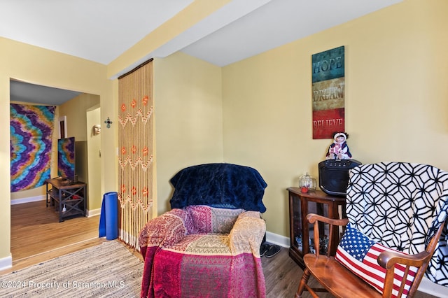 living area with wood-type flooring