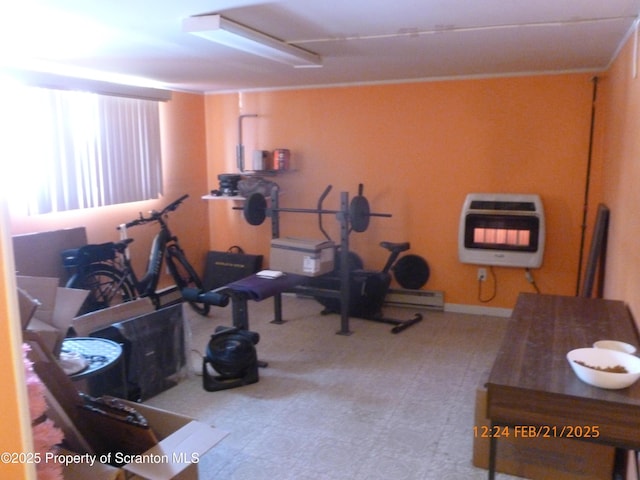 workout area with heating unit