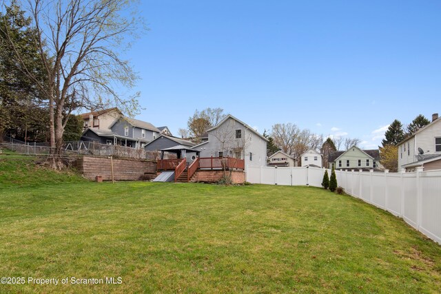 217 N Everett Ave, Scranton, PA 18504 - view of yard with a fenced backyard, a deck, and a residential view