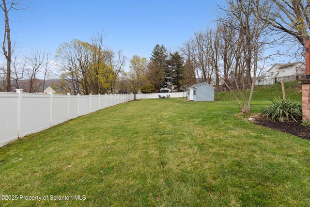 217 N Everett Ave, Scranton, PA 18504 - view of yard featuring an outbuilding, a fenced backyard, and a shed
