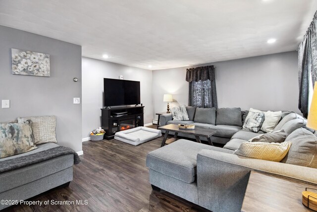 217 N Everett Ave, Scranton, PA 18504 - living room with baseboards, recessed lighting, and wood finished floors