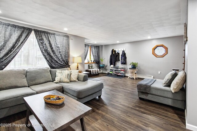217 N Everett Ave, Scranton, PA 18504 - living area featuring recessed lighting, baseboards, and wood finished floors