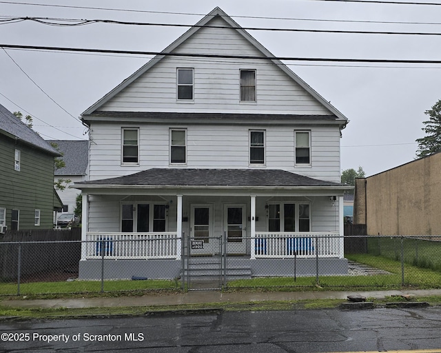 1909-1911 Luzerne St, Scranton, PA 18504 - view of front of property featuring covered porch and a fenced front yard