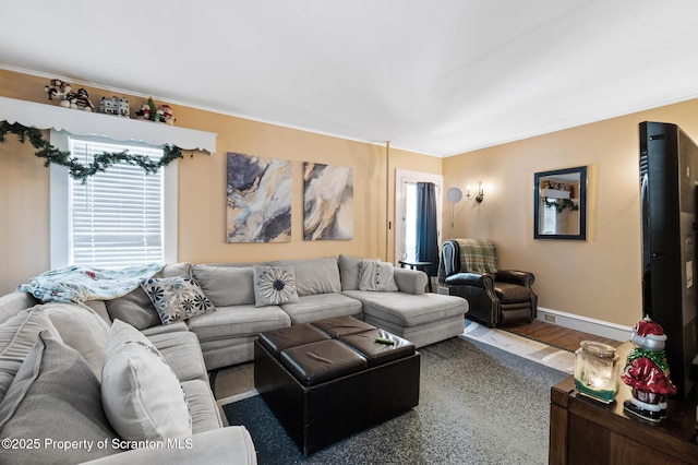 living room with hardwood / wood-style floors