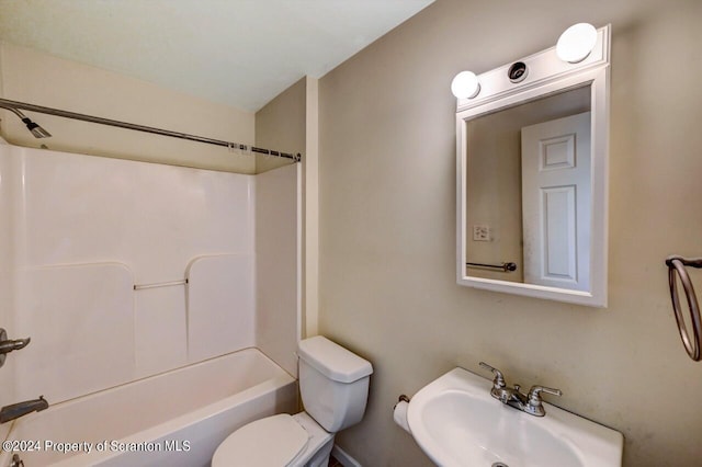 full bathroom featuring bathing tub / shower combination, sink, and toilet