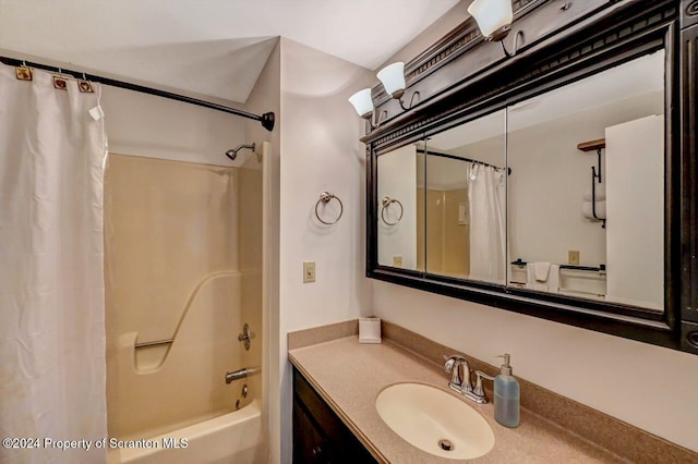 bathroom featuring vanity and shower / tub combo