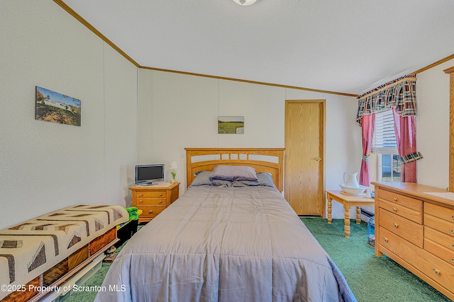 815 Svecz Rd, Union Dale, PA 18470 - bedroom with crown molding, carpet flooring, and vaulted ceiling