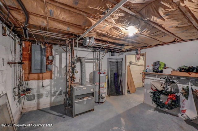 7 Lakeside Dr, Clarks Summit, PA 18411 - unfinished basement with gas water heater and electric panel