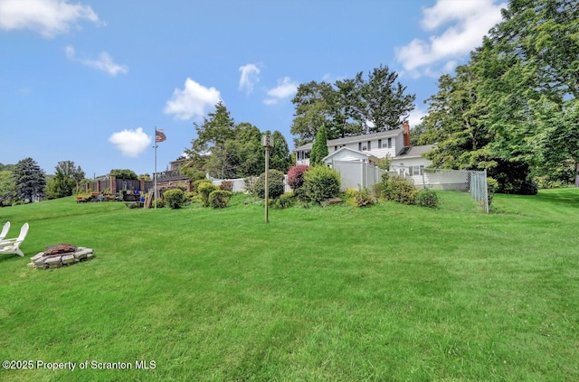 7 Lakeside Dr, Clarks Summit, PA 18411 - view of yard featuring an outdoor fire pit