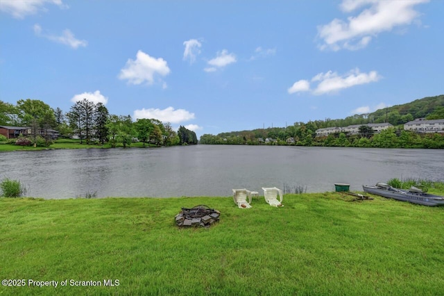 7 Lakeside Dr, Clarks Summit, PA 18411 - water view featuring an outdoor fire pit