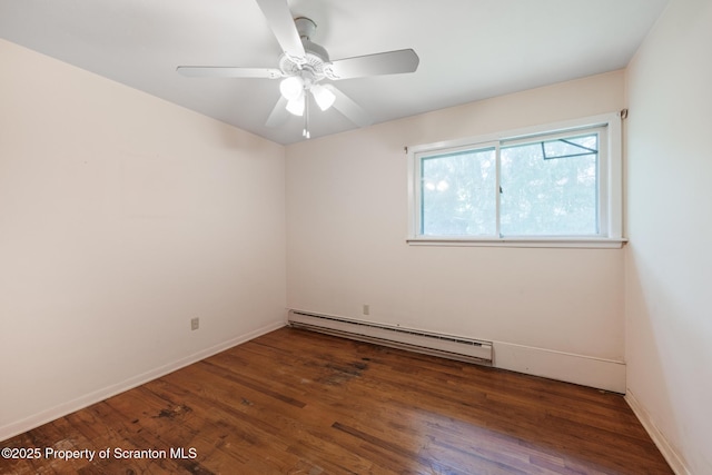 315 Delin Dr, South Abington Twp, PA 18411 - spare room with baseboard heating, wood finished floors, ceiling fan, and baseboards
