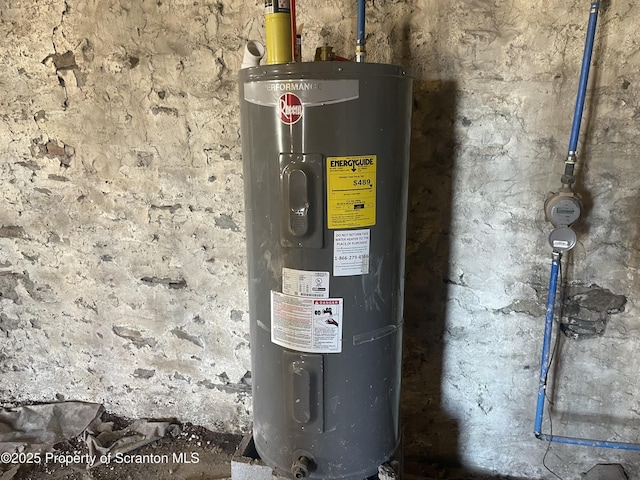 utility room featuring electric water heater