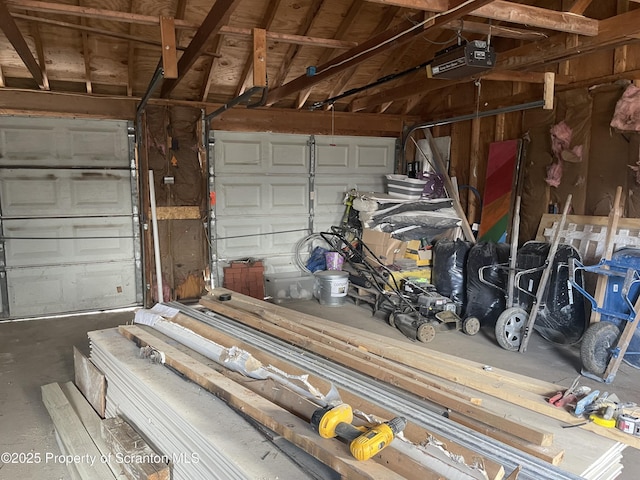 garage with a garage door opener