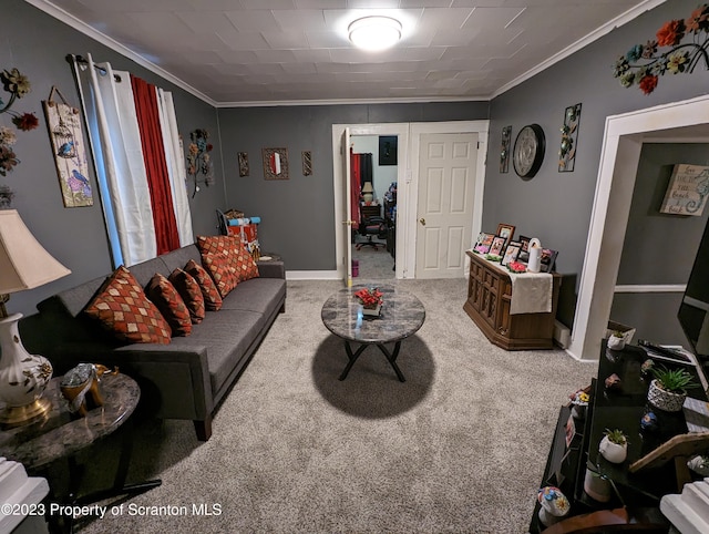 121 Sand St, Dunmore, PA 18510 - carpeted living area featuring crown molding