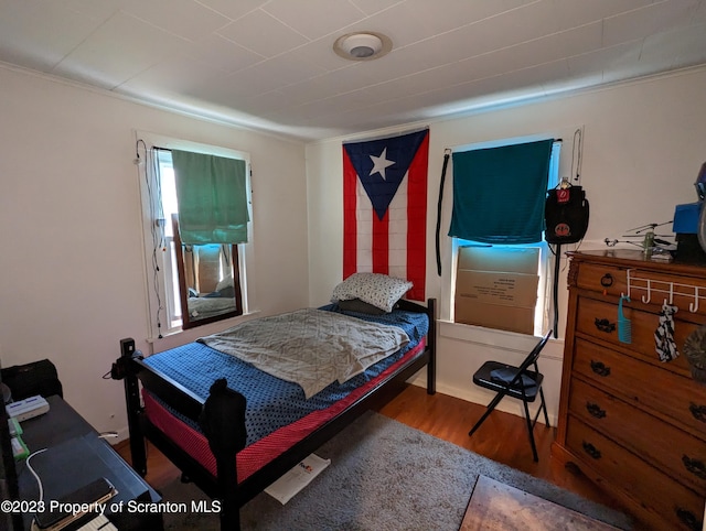 121 Sand St, Dunmore, PA 18510 - bedroom featuring wood finished floors and ornamental molding