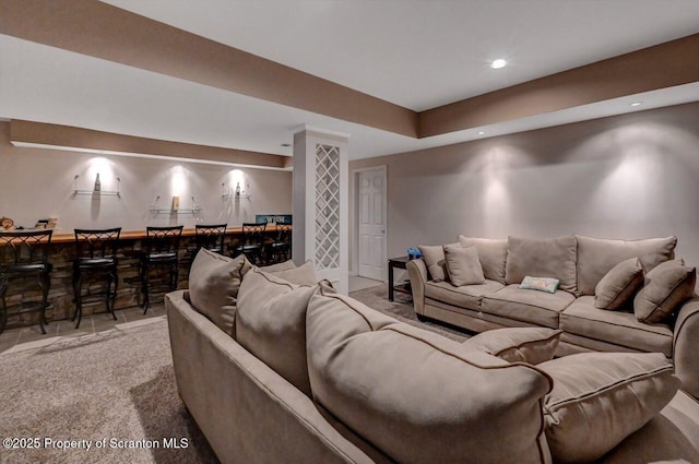 1015 Circle Green Dr Unit L 25, South Abington Twp, PA 18411 - carpeted cinema room with a dry bar and recessed lighting