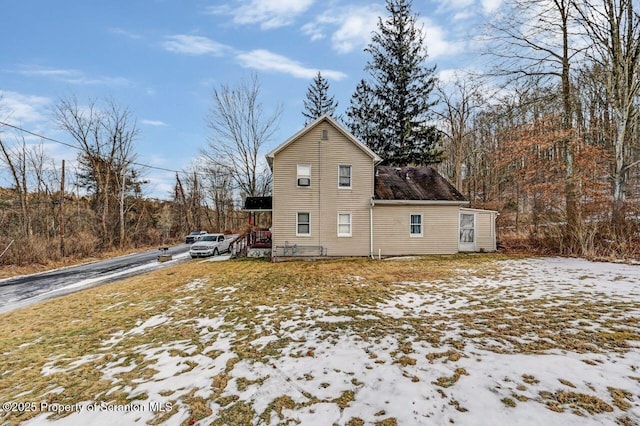 view of snow covered exterior