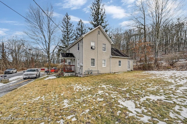 view of snow covered exterior