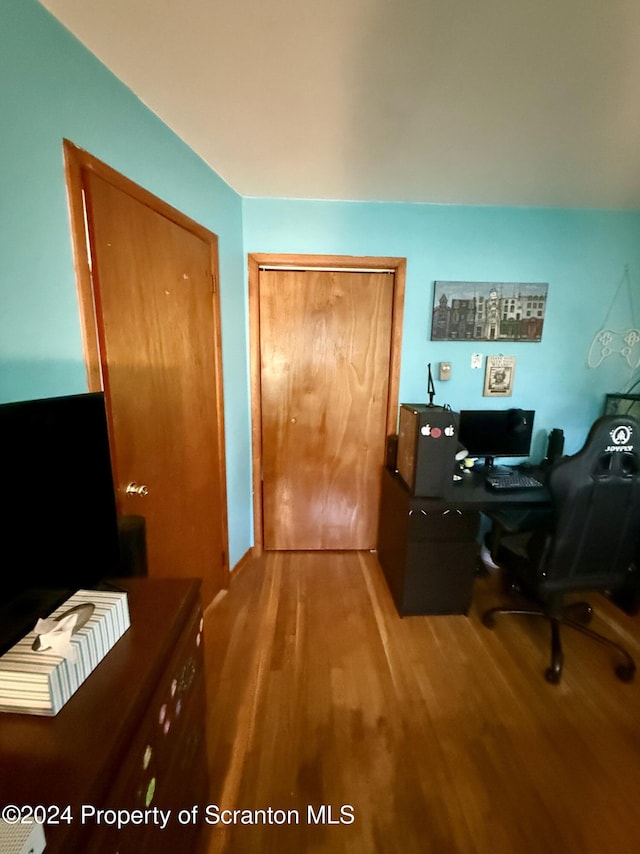 office featuring hardwood / wood-style floors