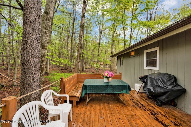 13 S Lehigh River Dr, Clifton Twp, PA 18424 - wooden terrace with outdoor dining space