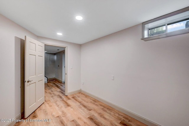 214 Oak St, Dunmore, PA 18512 - unfurnished bedroom featuring light wood-style floors, recessed lighting, and baseboards