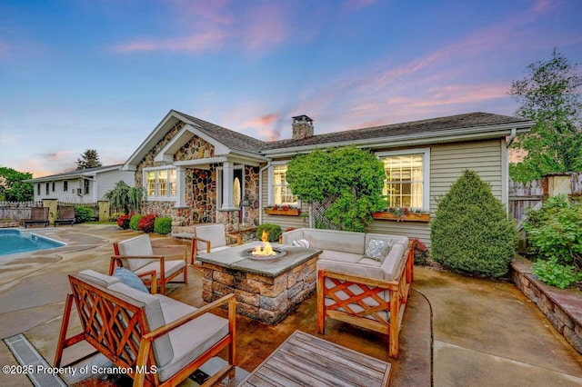 214 Oak St, Dunmore, PA 18512 - view of patio with an outdoor living space with a fire pit