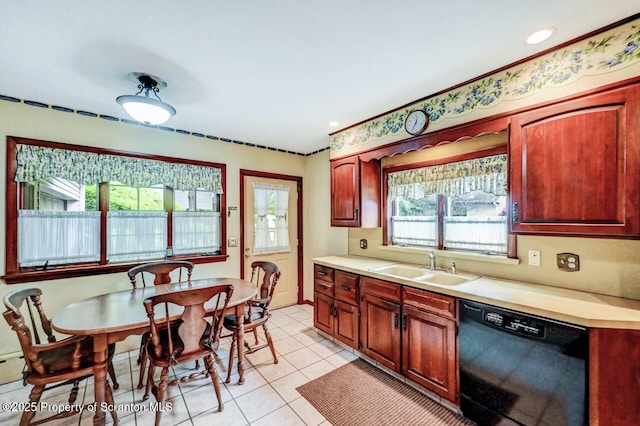 1614 Jefferson Ave, Dunmore, PA 18509 - kitchen featuring dishwasher, a sink, light countertops, light tile patterned flooring, and recessed lighting
