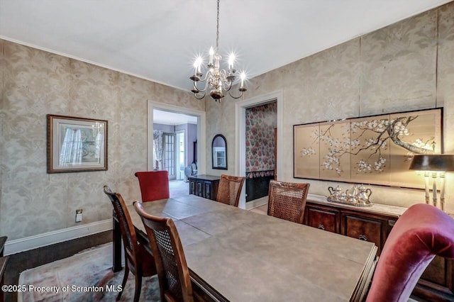 1614 Jefferson Ave, Dunmore, PA 18509 - dining room with a chandelier and baseboards