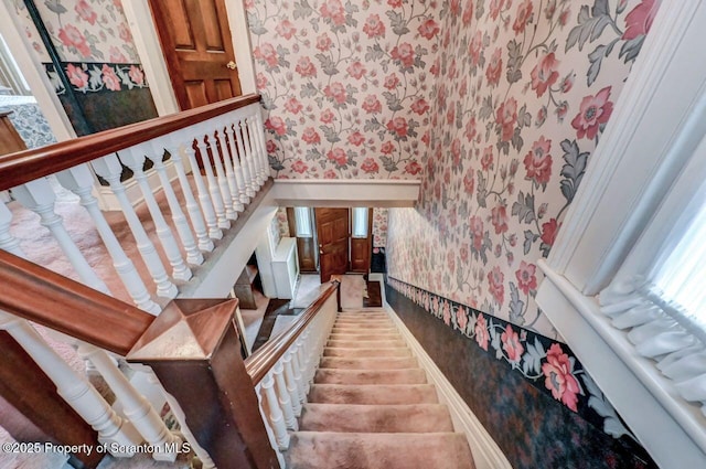 1614 Jefferson Ave, Dunmore, PA 18509 - stairs featuring wallpapered walls