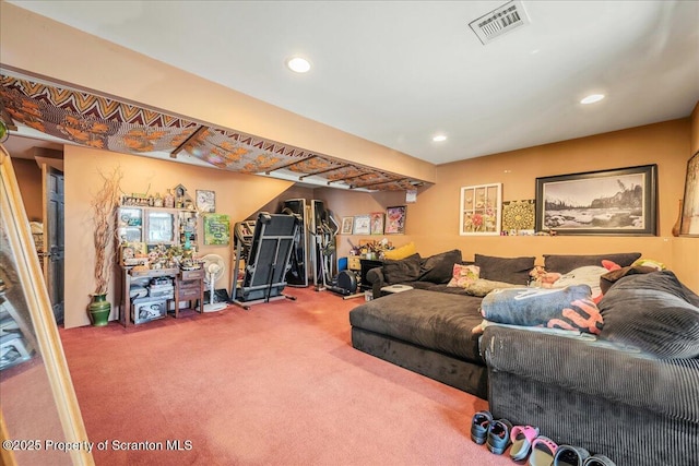 2119 Vacation Ln, Pocono Summit, PA 18346 - carpeted living area featuring recessed lighting