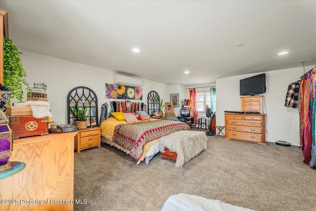2119 Vacation Ln, Pocono Summit, PA 18346 - bedroom with a wall unit AC, carpet flooring, and recessed lighting