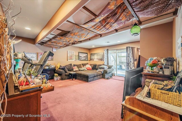 2119 Vacation Ln, Pocono Summit, PA 18346 - living area with carpet flooring and recessed lighting